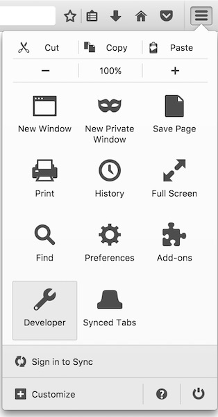 Firefox menu