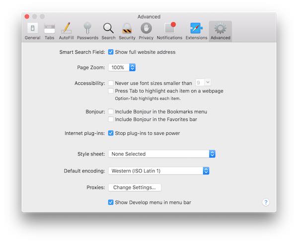 Safari Preferences