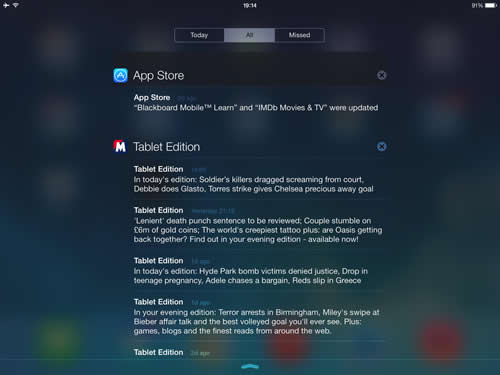 iOS 7 Notification Center